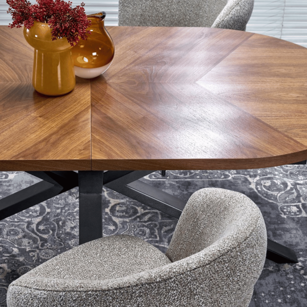Nowoczesny Stół Rozkładany Owalny 180-300 cm do Salonu Loft Mid Century Orzechowy Czarny JASON Halmar