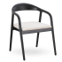 Krzesło Drewniane Zaokrąglone Czarne Beżowe Siedzisko do Jadalni Salonu Mid Century Modern FARRIS