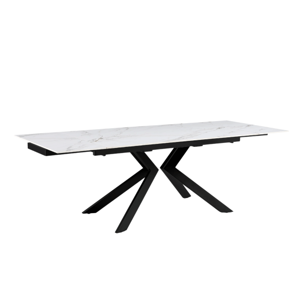Stół Ceramiczny Rozkładany 160-240x90 cm Biały Marmur do Jadalni Salonu Loft FOGER