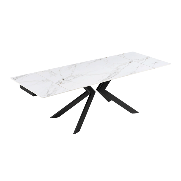 Stół Ceramiczny Rozkładany 160-240x90 cm Biały Marmur do Jadalni Salonu Loft FOGER