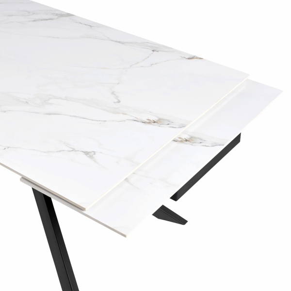 Stół Ceramiczny Rozkładany 160-240x90 cm Biały Marmur do Jadalni Salonu Loft FOGER