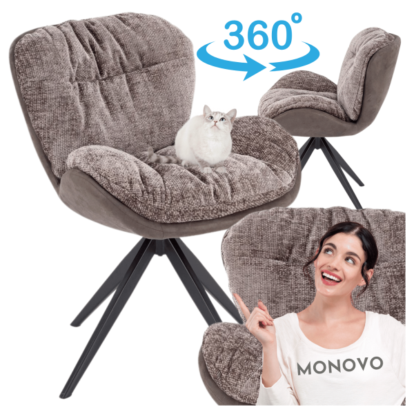 Nowoczesne Krzesło Obrotowe Tapicerowane do Salonu Jadalni Loft Popielaty Szary K599 Halmar
