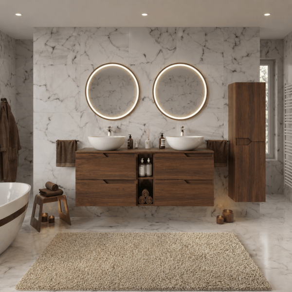 Nowoczesna Szafka pod Umywalkę do Łazienki 60 cm Gładka Elegancka Dąb Orzech MODERN