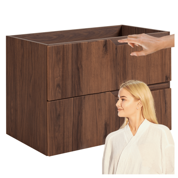 Wisząca Nowoczesna Szafka do Łazienki  80 cm Pod Umywalkę Dąb Orzech MODERN