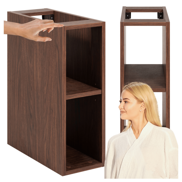 Nowoczesny Otwarty Regał Łazienkowy 20 cm z Półkami Wiszący Dąb Orzech MODERN