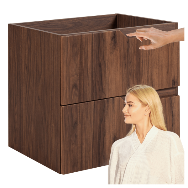 Nowoczesna Szafka pod Umywalkę do Łazienki 60 cm Gładka Elegancka Dąb Orzech MODERN