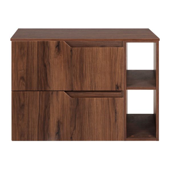 Elegancka Nowoczesna Szafka z Blatem i Regałem pod Umywalkę do Łazienki Zestaw 80 cm Dąb Orzech MODERN