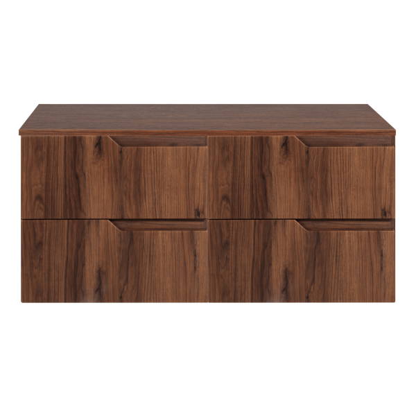 Nowoczesna Szafka z Blatem Zestaw pod Umywalkę do Łazienki 120 cm Elegancki Dąb Orzech MODERN