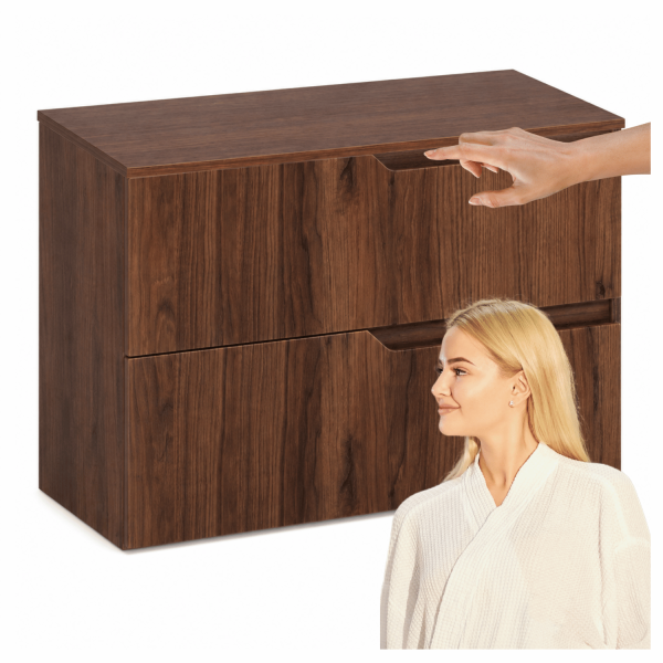 Wisząca Nowoczesna Szafka 80 cm z Blatem do Łazienki Pod Umywalkę Dąb Orzech MODERN