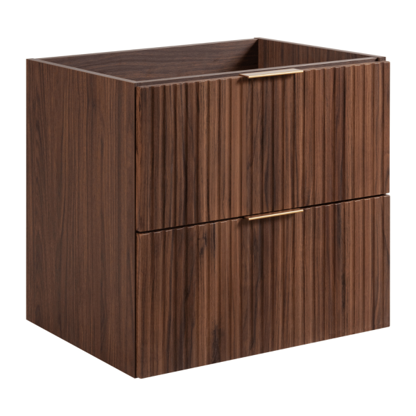 Elegancka Nowoczesna Szafka pod Umywalkę 60 cm Ryflowana Dąb Orzech FLOW