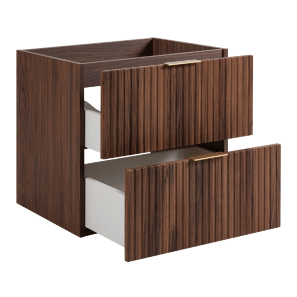Elegancka Nowoczesna Szafka pod Umywalkę 60 cm Ryflowana Dąb Orzech FLOW