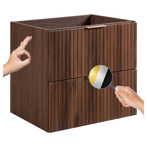 Elegancka Nowoczesna Szafka pod Umywalkę 60 cm Ryflowana Dąb Orzech FLOW