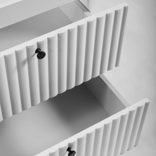 Wisząca Nowoczesna Szafka pod Umywalkę 80 cm Ryflowana Elegancka Biała BELLO