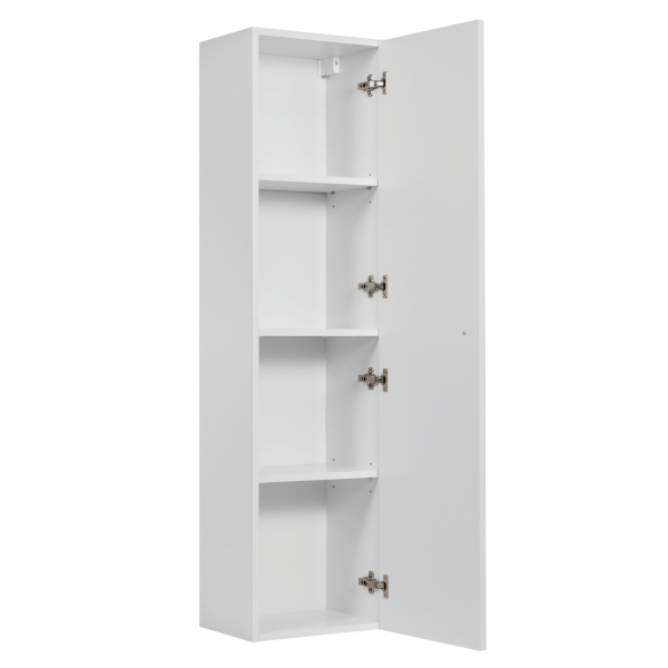 Elegancki Słupek 136 cm Łazienkowy Wiszący z Półkami Ryflowany Nowoczesny Biały BELLO