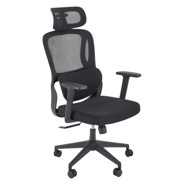 Ergonomiczny Fotel Gabinetowy Funkcja MULTIBLOCK do Biura Komputera Czarny Siatka MATEUS Halmar