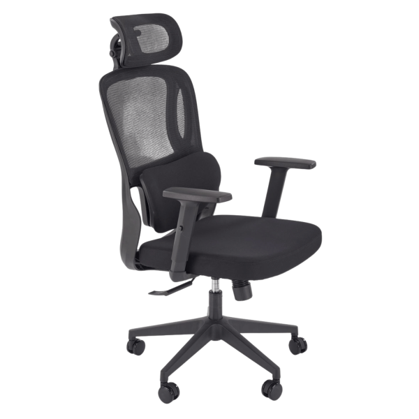 Ergonomiczny Fotel Gabinetowy Funkcja MULTIBLOCK do Biura Komputera Czarny Siatka MATEUS Halmar