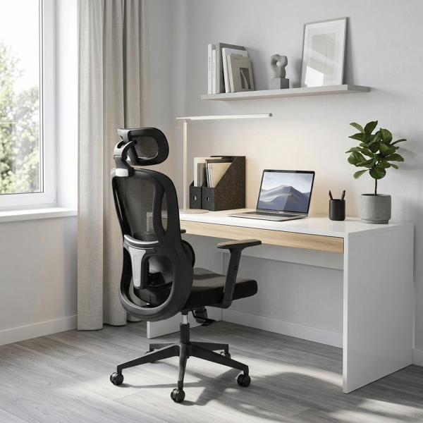 Ergonomiczny Fotel Gabinetowy Funkcja MULTIBLOCK do Biura Komputera Czarny Siatka MATEUS Halmar