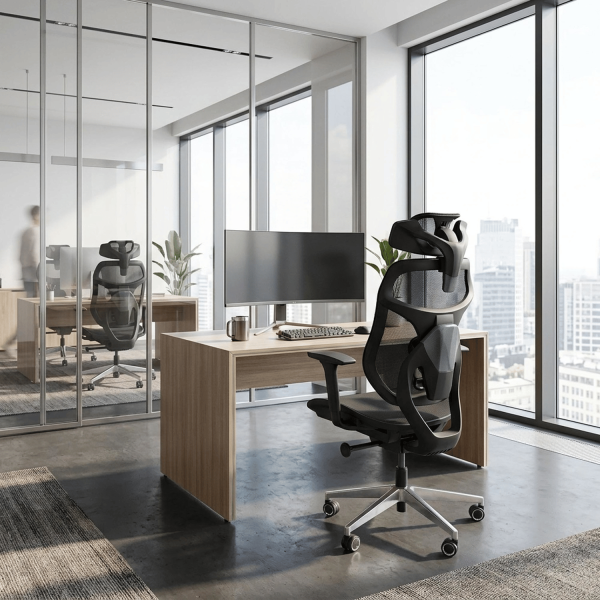 Ergonomiczny Fotel Gabinetowy Mechanizm Synchroniczny do Biura Siatka Czarny OTIS Halmar