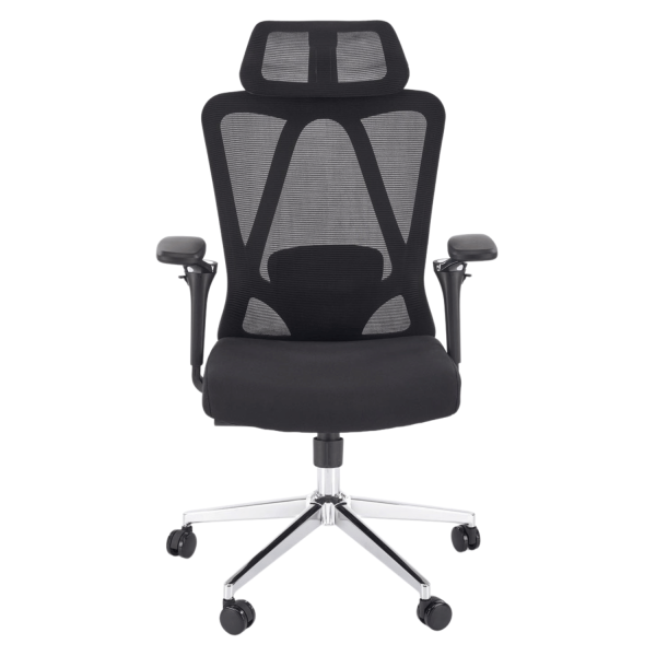 Ergonomiczny Fotel Gabinetowy z Funkcją MULTIBLOCK do Biura Czarny Siatka RUFINO Halmar