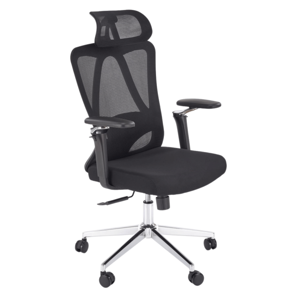 Ergonomiczny Fotel Gabinetowy z Funkcją MULTIBLOCK do Biura Czarny Siatka RUFINO Halmar