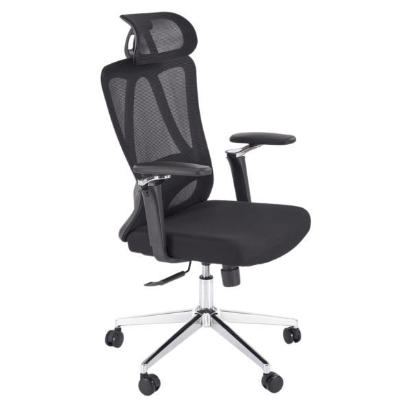 Ergonomiczny Fotel Gabinetowy z Funkcją MULTIBLOCK do Biura Czarny Siatka RUFINO Halmar