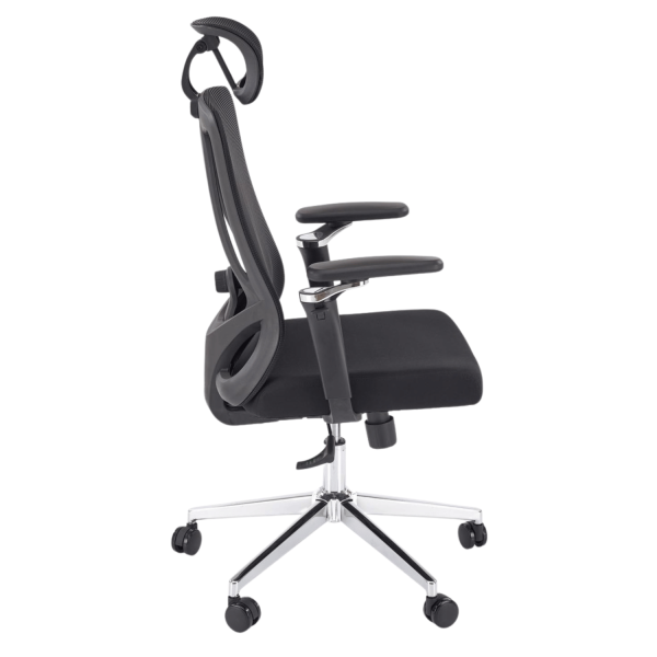 Ergonomiczny Fotel Gabinetowy z Funkcją MULTIBLOCK do Biura Czarny Siatka RUFINO Halmar