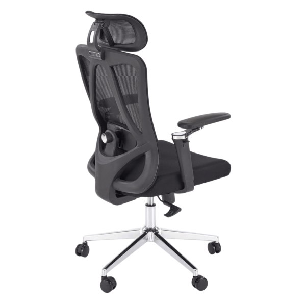Ergonomiczny Fotel Gabinetowy z Funkcją MULTIBLOCK do Biura Czarny Siatka RUFINO Halmar