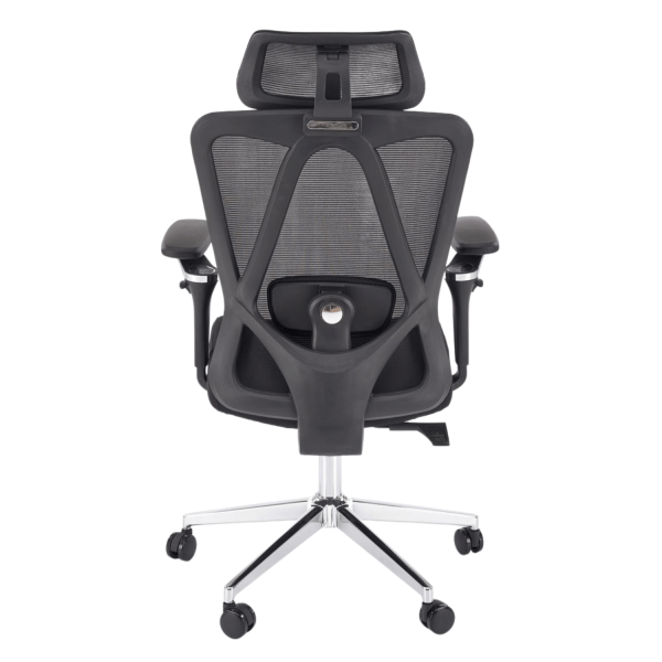 Ergonomiczny Fotel Gabinetowy z Funkcją MULTIBLOCK do Biura Czarny Siatka RUFINO Halmar