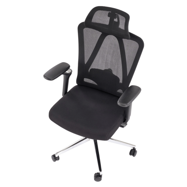 Ergonomiczny Fotel Gabinetowy z Funkcją MULTIBLOCK do Biura Czarny Siatka RUFINO Halmar