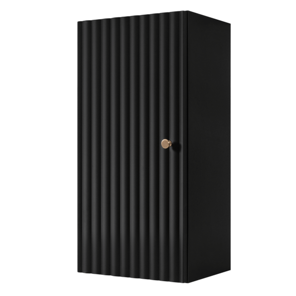 Półsłupek 68 cm Wiszący Łazienkowy Elegancki Ryflowany Nowoczesny Czarny BELLO