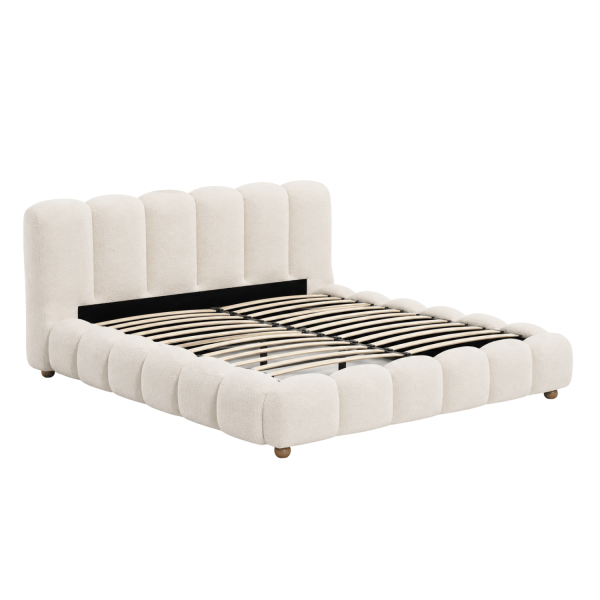 Nowoczesne Łóżko 160x200 do Sypialni Glamour Kremowy Boucle BRISA Halmar