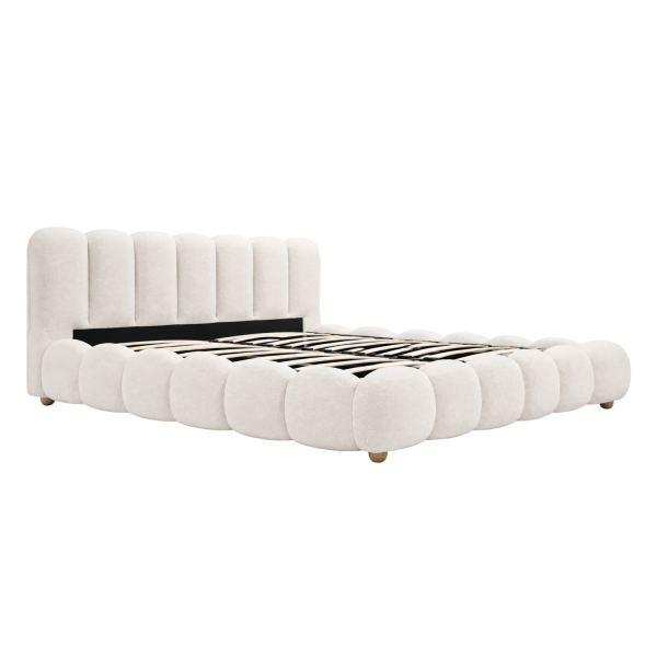 Nowoczesne Łóżko 160x200 do Sypialni Glamour Kremowy Boucle BRISA Halmar