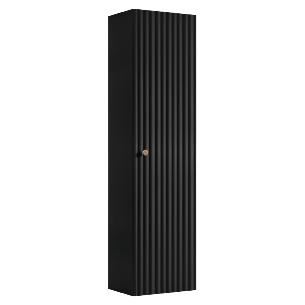 Słupek 136 cm Łazienkowy Wiszący Elegancki z Półkami Ryflowany Nowoczesny Czarny BELLO