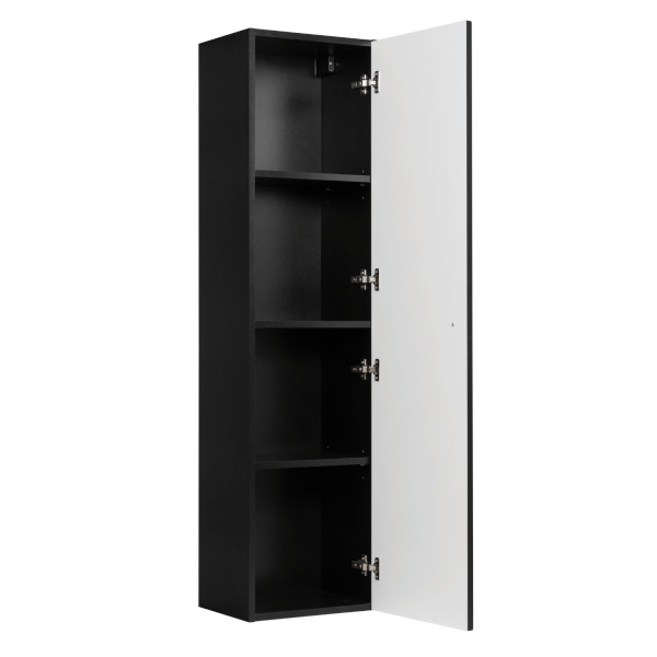 Słupek 136 cm Łazienkowy Wiszący Elegancki z Półkami Ryflowany Nowoczesny Czarny BELLO