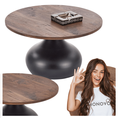 Nowoczesny Stolik Kawowy Ława do Salonu Skandynawski Loft Orzechowy Czarny TIMOR 2 Halmar