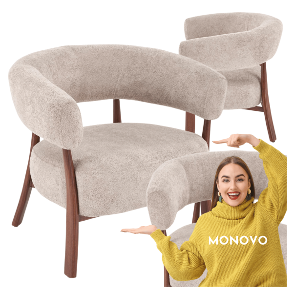 Nowoczesny Fotel Wypoczynkowy do Salonu Japandi Skandynawski Cappuccino Orzech UDON Halmar