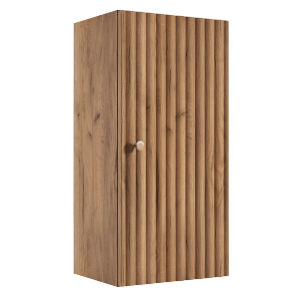 Półsłupek Łazienkowy 68 cm Wiszący Elegancki Ryflowany Nowoczesny Dąb Craft Złoty BELLO