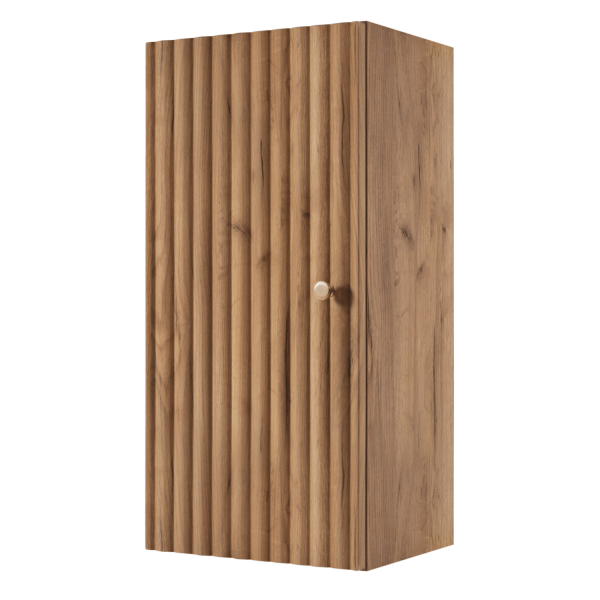 Półsłupek Łazienkowy 68 cm Wiszący Elegancki Ryflowany Nowoczesny Dąb Craft Złoty BELLO