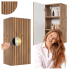 Półsłupek Łazienkowy 68 cm Wiszący Elegancki Ryflowany Nowoczesny Dąb Craft Złoty BELLO