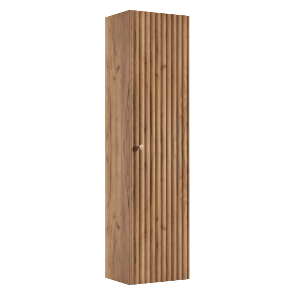 Słupek 136 cm Łazienkowy Elegancki Wiszący z Półkami Ryflowany Nowoczesny Dąb Craft Złoty BELLO