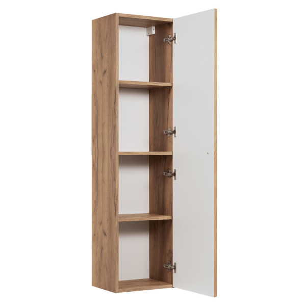 Słupek 136 cm Łazienkowy Elegancki Wiszący z Półkami Ryflowany Nowoczesny Dąb Craft Złoty BELLO