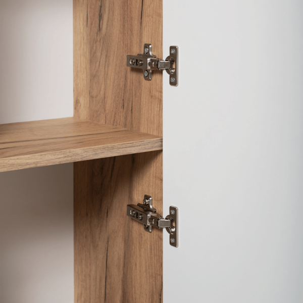 Słupek 136 cm Łazienkowy Elegancki Wiszący z Półkami Ryflowany Nowoczesny Dąb Craft Złoty BELLO