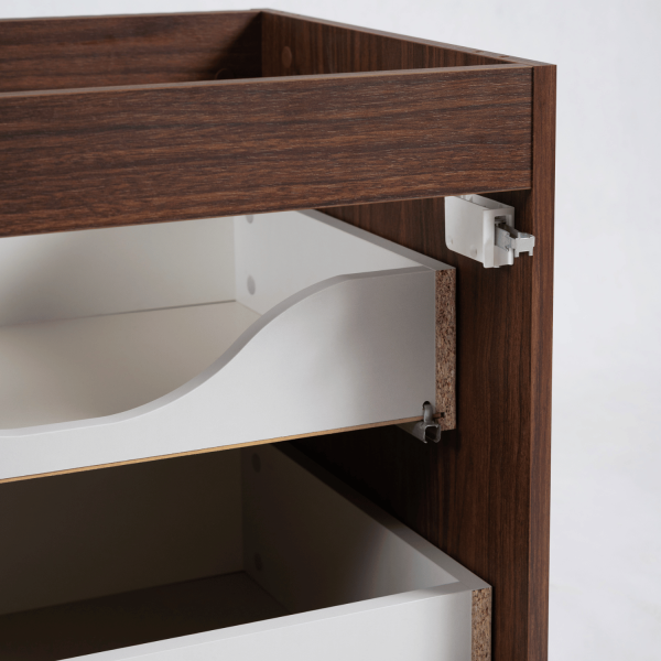 Ryflowana Nowoczesna Szafka 80 cm Łazienkowa pod Umywalkę Wisząca Elegancka Dąb Orzech BELLO