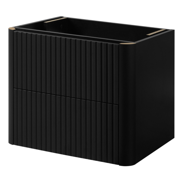 Nowoczesna Szafka Wisząca pod Umywalkę Łazienkowa 60 cm Ryflowana Elegancka Czarna LINEA