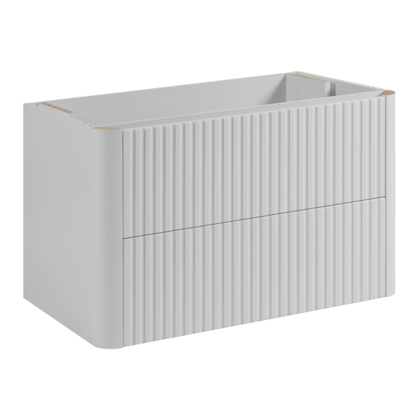Nowoczesna Szafka pod Umywalkę Łazienkowa Wisząca 80 cm Ryflowana Elegancka Biała LINEA