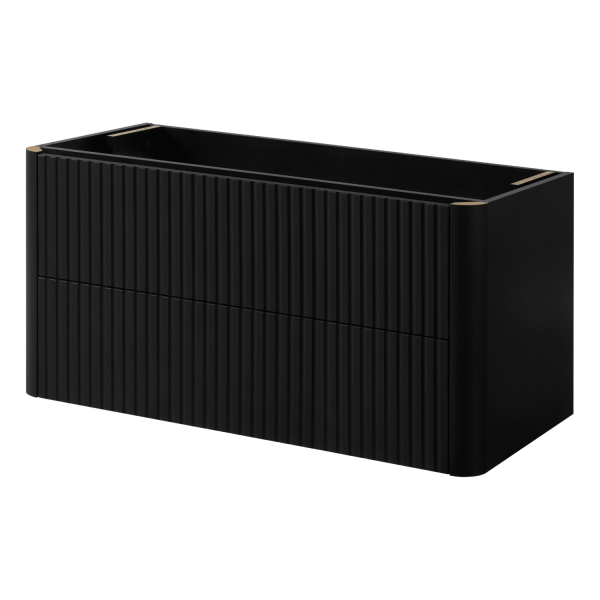 Szafka Łazienkowa Wisząca 100 cm pod Umywalkę Elegancka Nowoczesna Ryflowana Czarna LINEA
