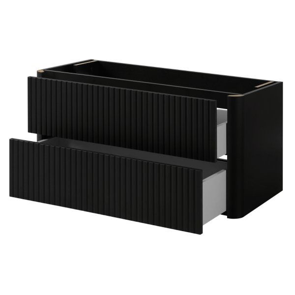 Szafka Łazienkowa Wisząca 100 cm pod Umywalkę Elegancka Nowoczesna Ryflowana Czarna LINEA