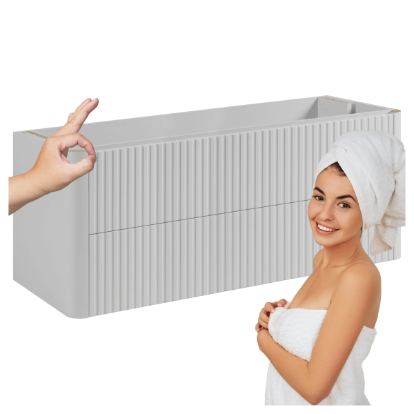 Szafka Łazienkowa Wisząca 120 cm Ryflowana Nowoczesna pod Umywalkę Elegancka Biała LINEA