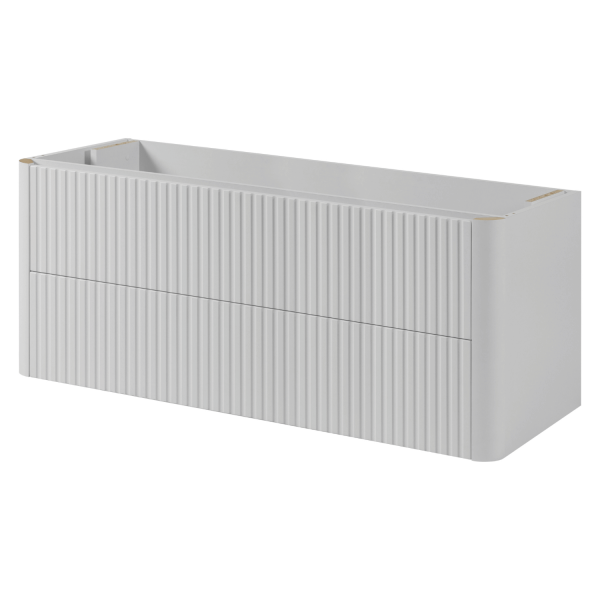 Szafka Łazienkowa Wisząca 120 cm Ryflowana Nowoczesna pod Umywalkę Elegancka Biała LINEA