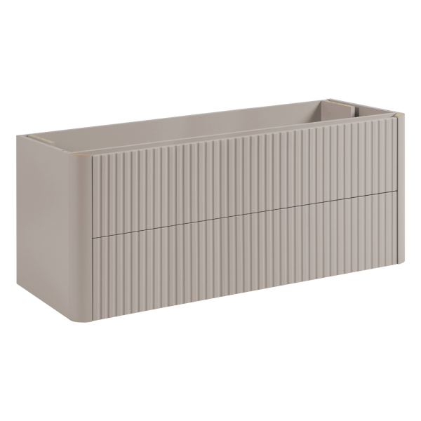 Beżowa Ryflowana Nowoczesna Szafka Łazienkowa Wisząca pod Umywalkę 120 cm Elegancka Kaszmir LINEA